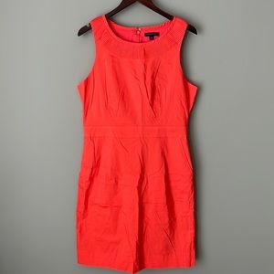 Banana Republic Orange knee-length sleeveless dress with pleated collar detail